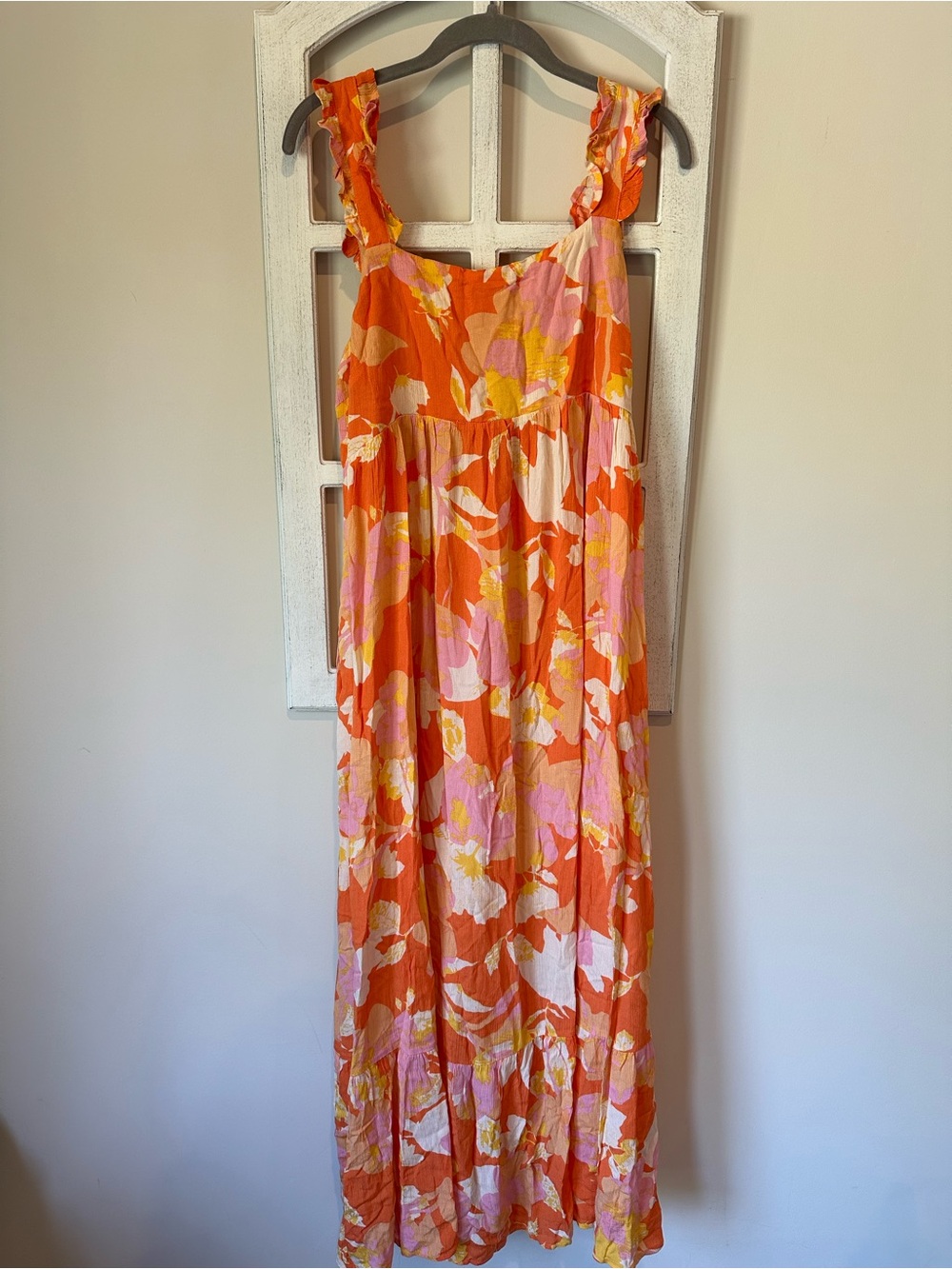 Floral Maternity Sun Dress with Ruffle Straps